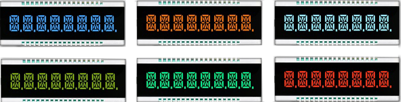 Affichage d'orientation : écran LCD VTN, écran LCD nématique torsadé à alignement vertical, écran LCD à segments monochromes, plusieurs couleurs de rétroéclairage LED