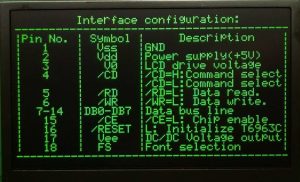 オリエントディスプレイ：モノクロTFT LCDディスプレイ、FSTNネガティブモード、緑色のLEDバックライト、暗い背景に緑色の文字