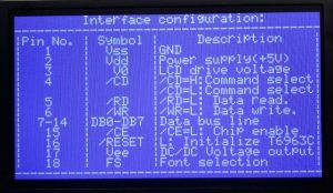 Orient Display: Monochrome TFT LCD Display, BLUE STN Negative Mode, WHITE LED Backlight, white character on blue background