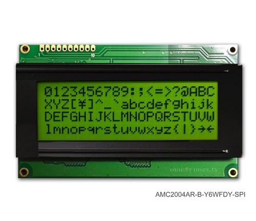 20x4 Character LCD AMC2004AR-B-Y6WFDY-SPI | Orient Display
